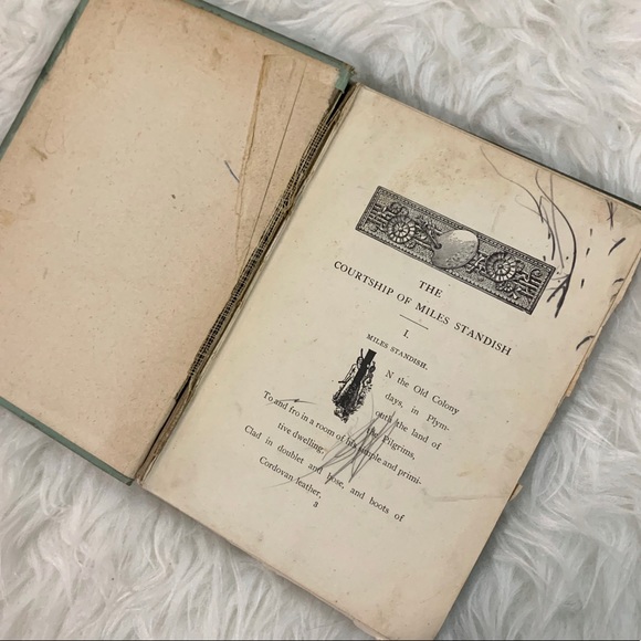 c.1800s Vintage Blue Green Floral Tabletop Book - Picture 5 of 13